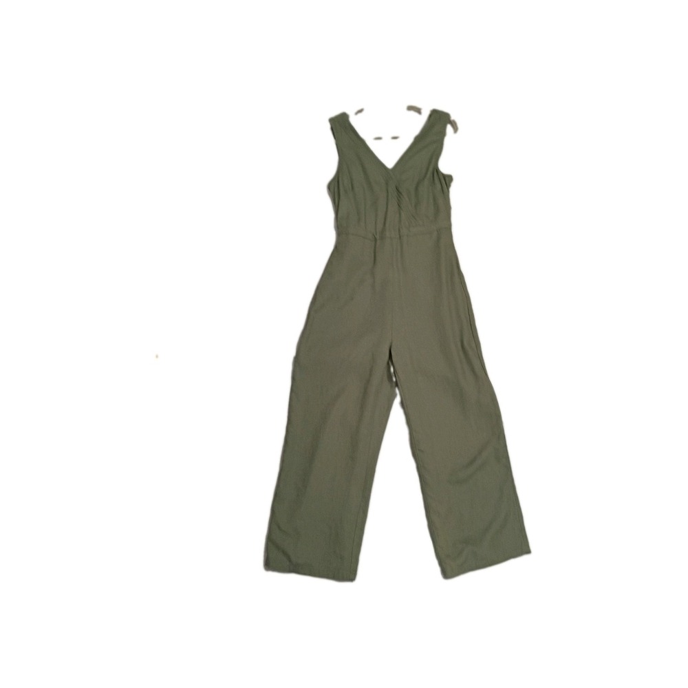 Kuhl Jumpsuit Womens Small Olive Green Lyocell Linen Wide Leg Utility Pockets